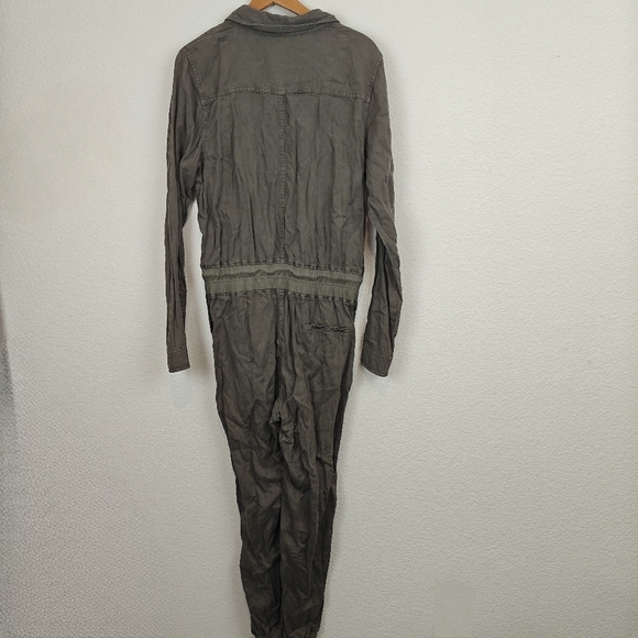 FAHERTY Arlie Day Button Up Linen Blend Jumpsuit In Surplus Green Size M - Picture 13 of 15